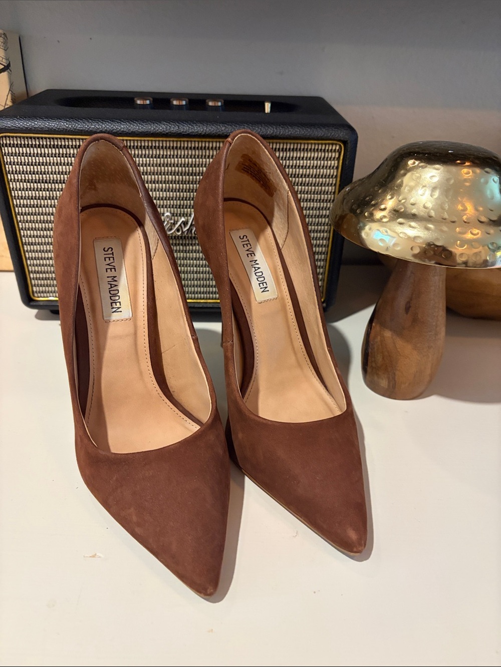 Steve Madden Brown Suede Pointed Toe Heels
